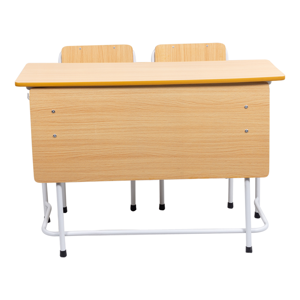 Wooden Classroom Furniture Double Table And Chair Set For Student