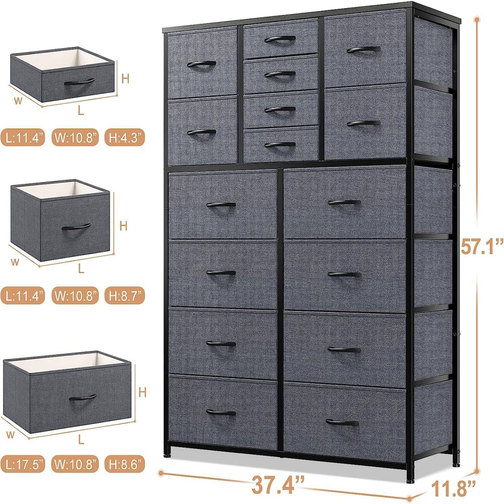 Large Modern Wood Metal Dresser And Chest Drawers For Bedroom