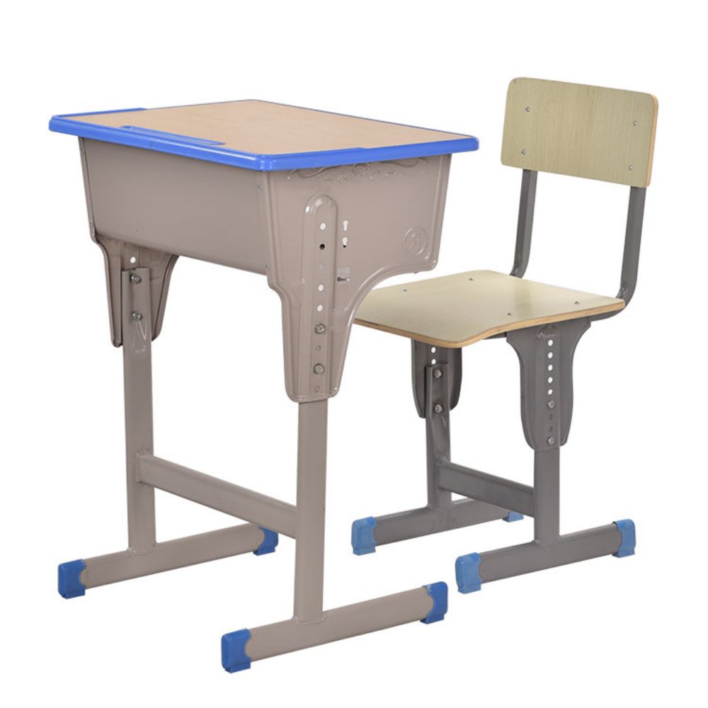 Metal School Furniture University Single Student Classroom Desk And Chair Set With Storage