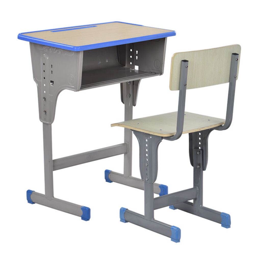 Metal School Furniture University Single Student Classroom Desk And Chair Set With Storage