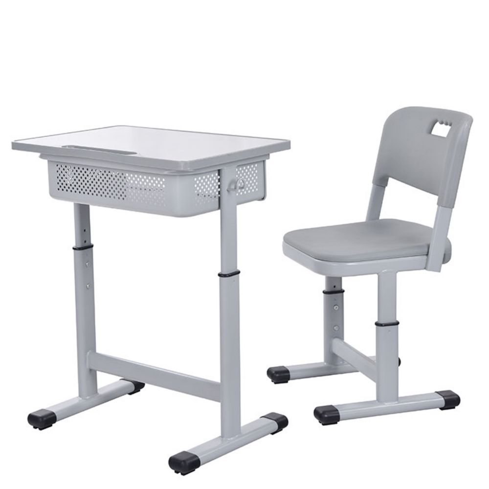 metal school table and chair