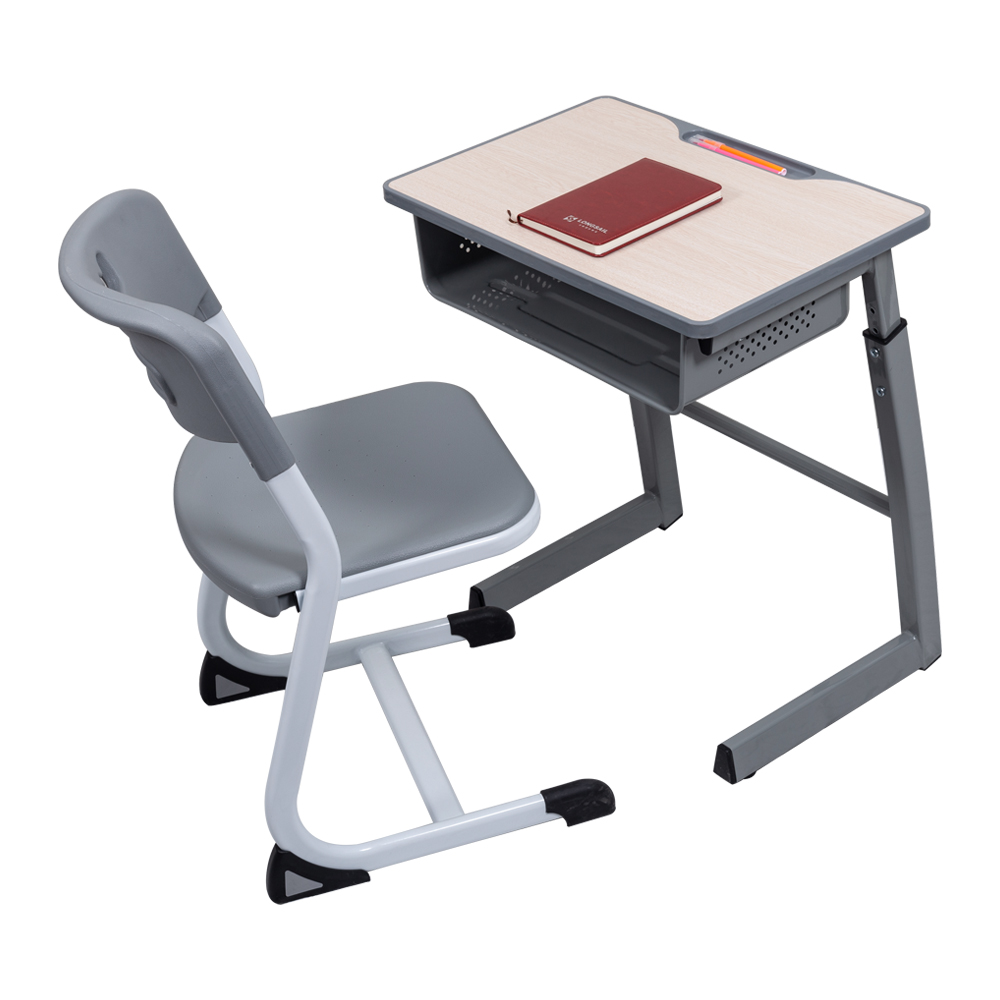 Modern Wooden Metal University School Classroom Student Desk And Chair Set