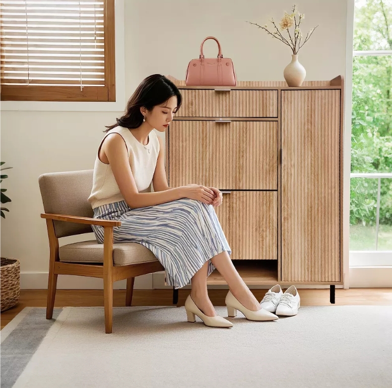 multi-functional shoe rack with side cabinet and drawer