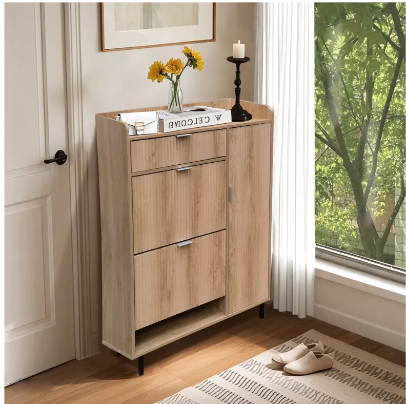 modern wooden shoe cabinet with drawers