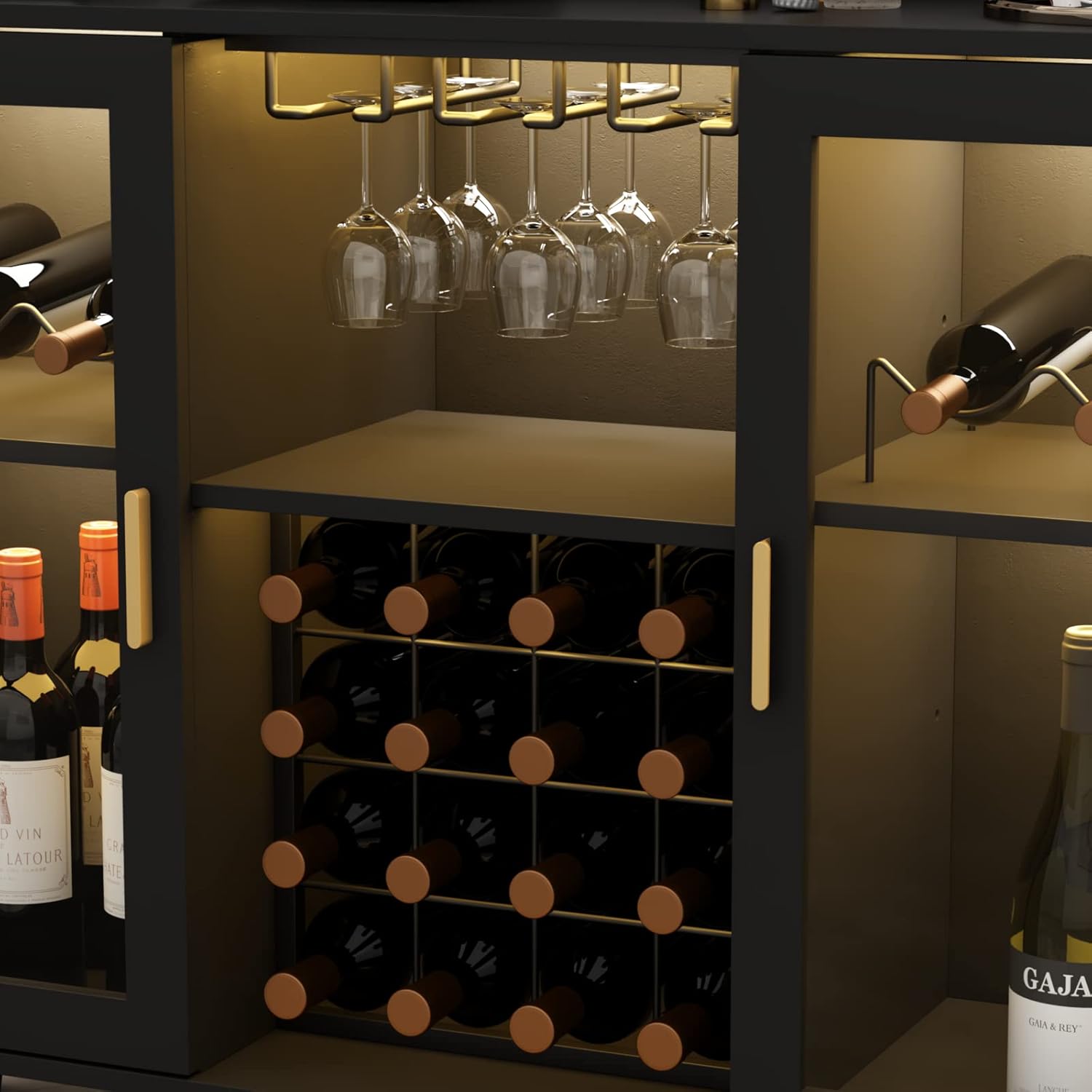 glass door wine display sideboard