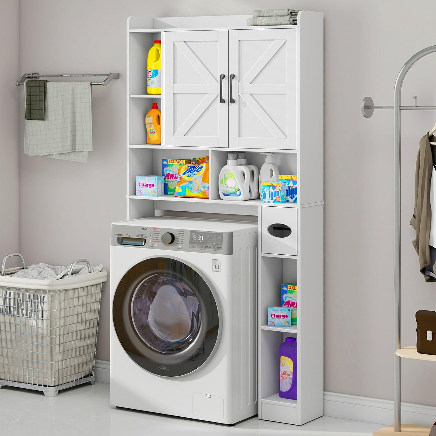 Over-The-Toilet Bathroom Storage Cabinet with Barn Doors – Stylish, Functional, and Customizable for Modern Homes