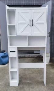 Over-The-Toilet Bathroom Storage Cabinet with Barn Doors – Stylish, Functional, and Customizable for Modern Homes