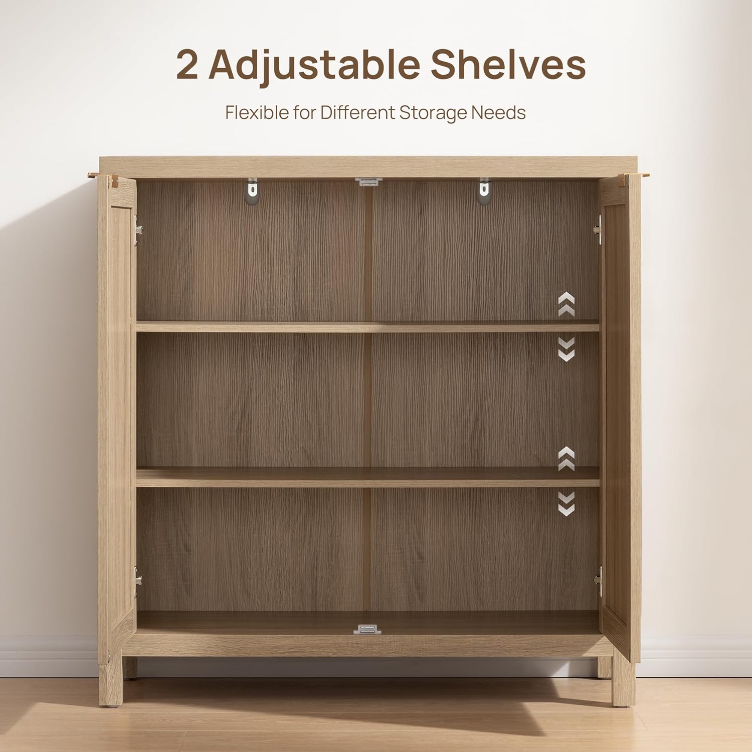 Modern Large-Capacity Sideboard Cabinet – Steel-Wood Structure, Rattan-Style Doors, Customizable for Global B2B Projects