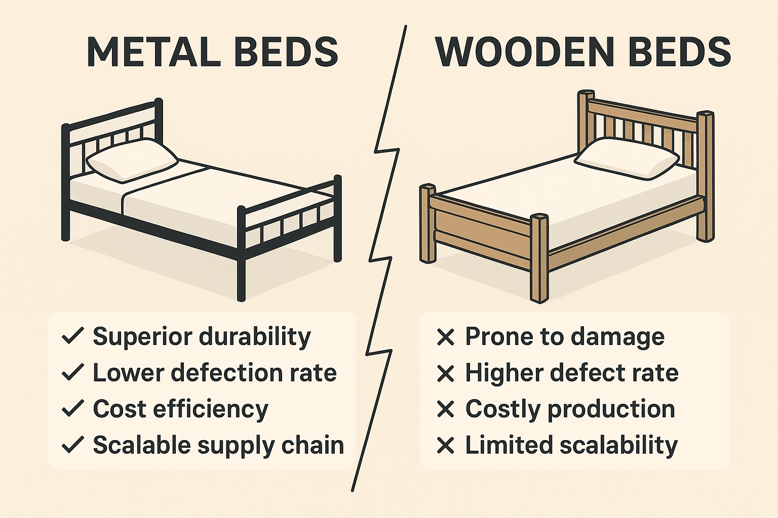 Metal bed for e-commerce sellers