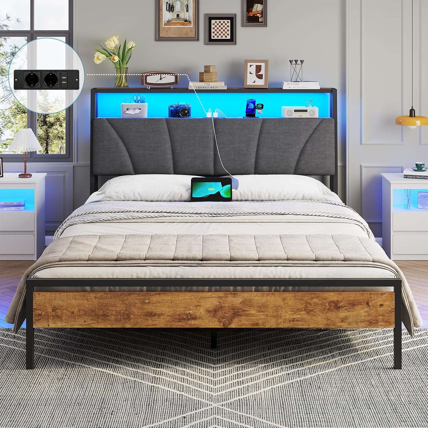 Metal Wood Hybrid Bed Frame