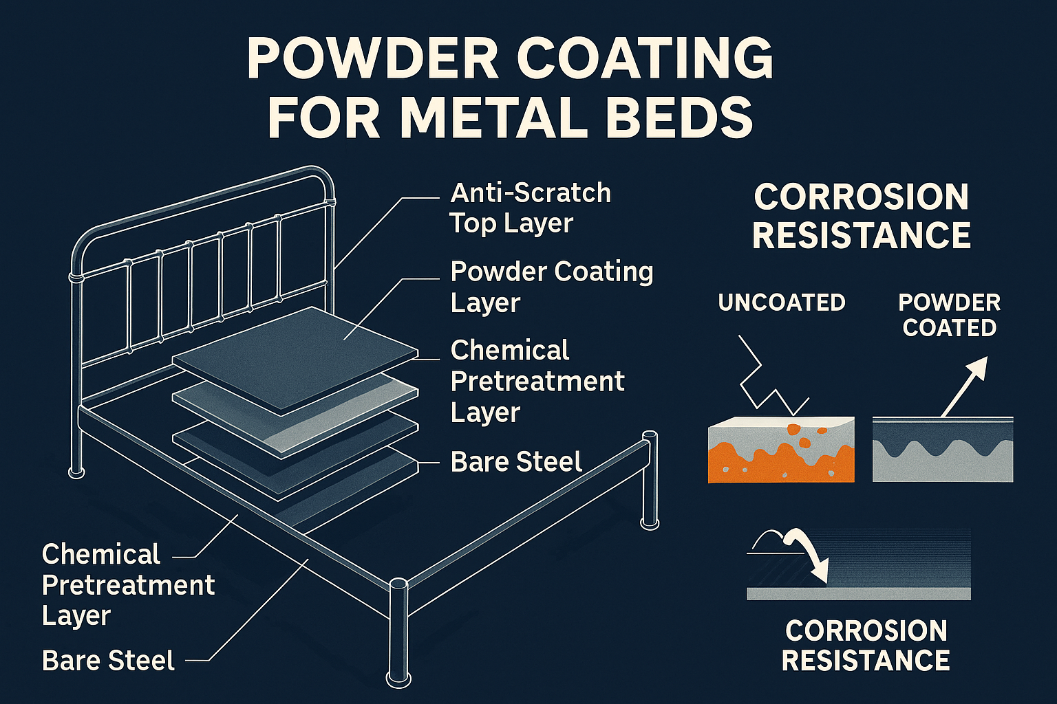 Waarom poedercoating belangrijk is: een diepgaande blik op de oppervlaktebehandeling van metalen bedden