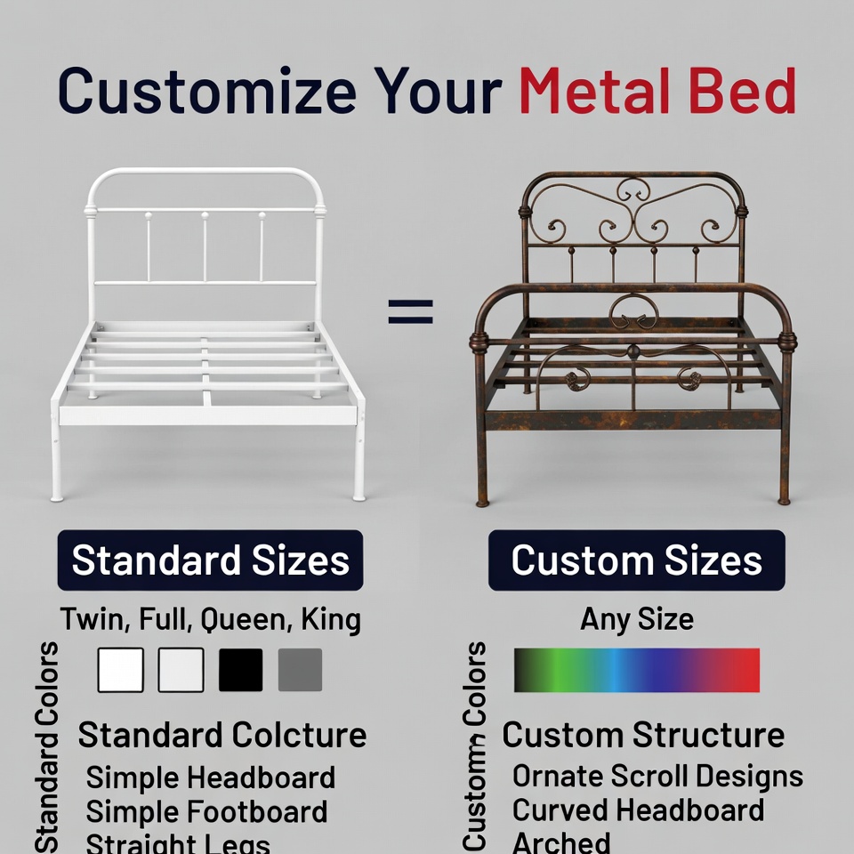 Formaat, kleur en structuur op maat: van wit metalen tweepersoonsbedframe tot vintage metalen bed – hoe werkt maatwerk voor metalen bedden in de B2B-sector?