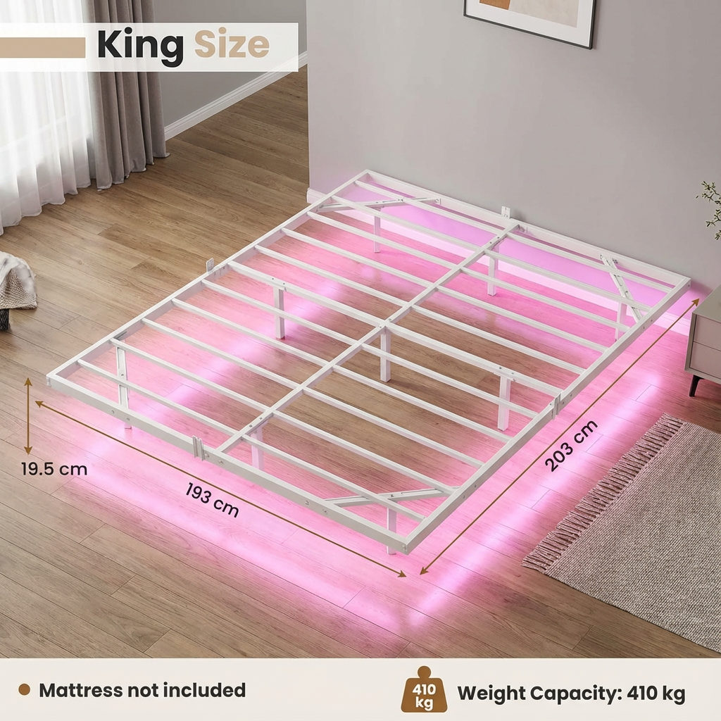 Cadres de lit flottants blancs et complets : Le meilleur cadre de lit flottant avec pieds de soutien dissimulés