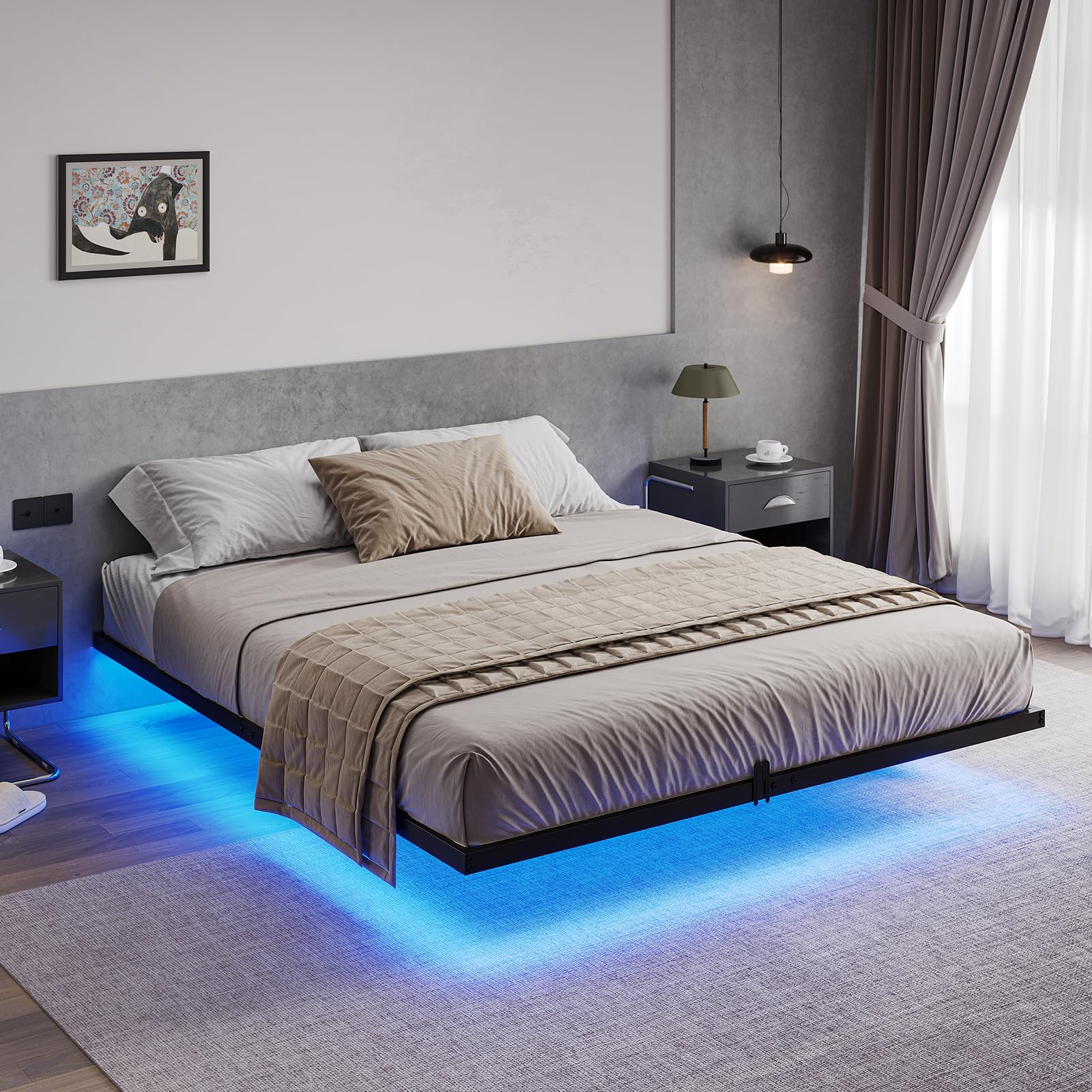 floating bed white