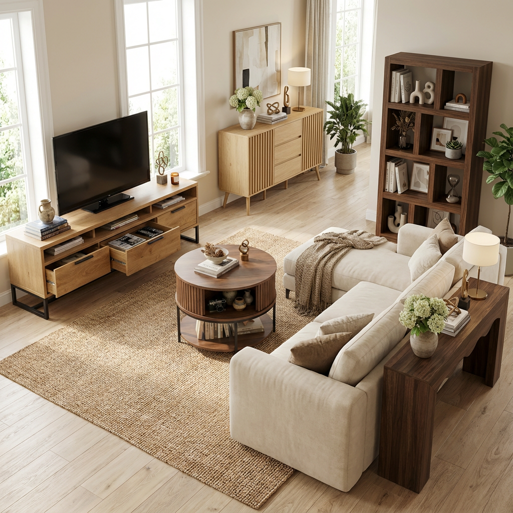 Modern Accent Cabinet with Doors and Drawers