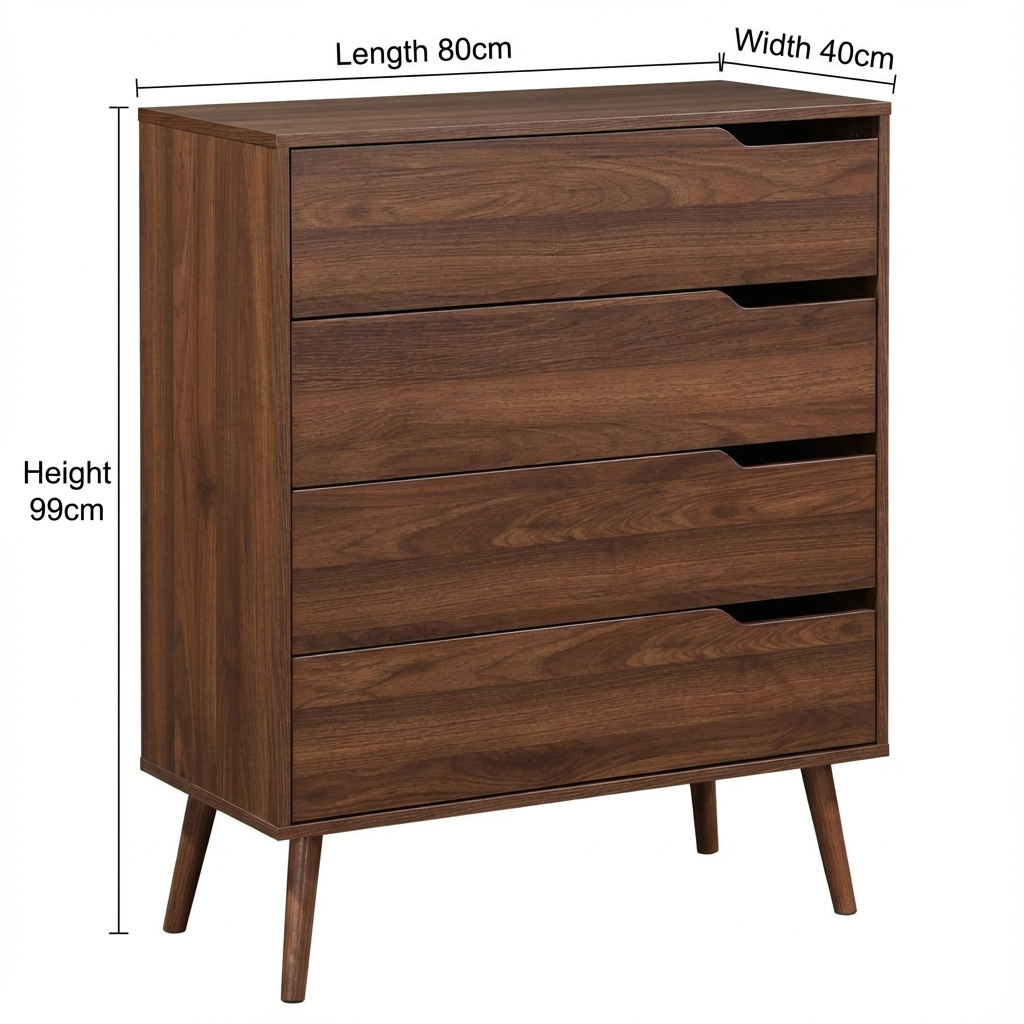 Modern Wood Storage Cabinet with Drawers