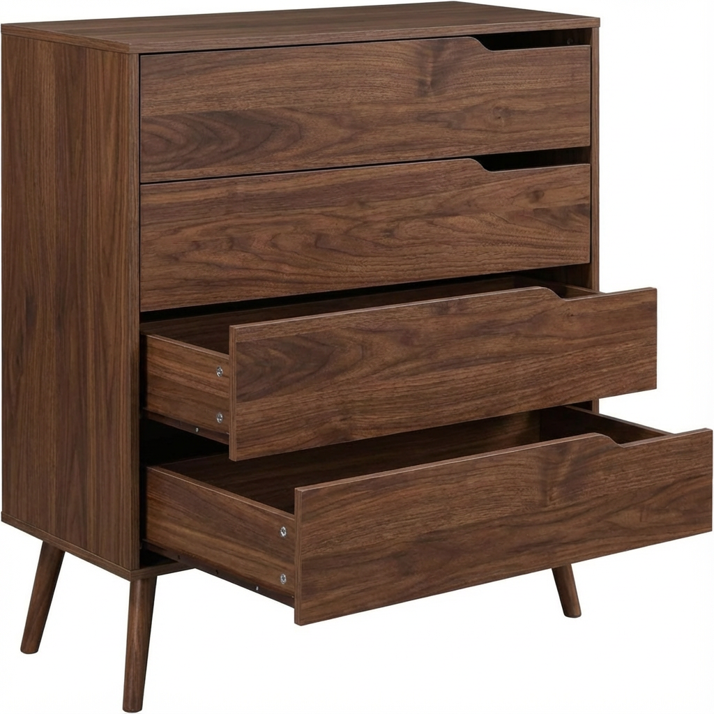 Modern Wood Storage Cabinet with Drawers