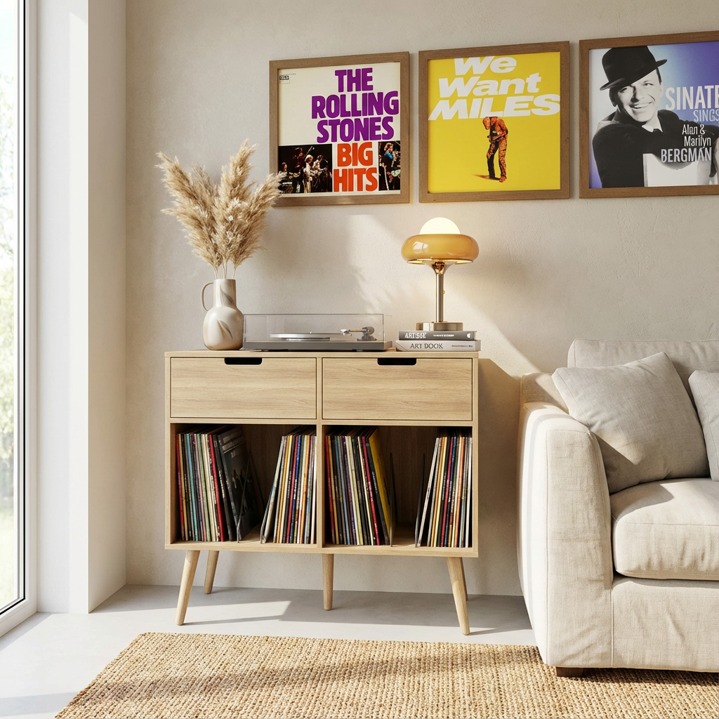 Nappali bútorok trendjei online eladók számára: lemezszekrények, bakelitlemezek és a század közepének tárolómegoldásai