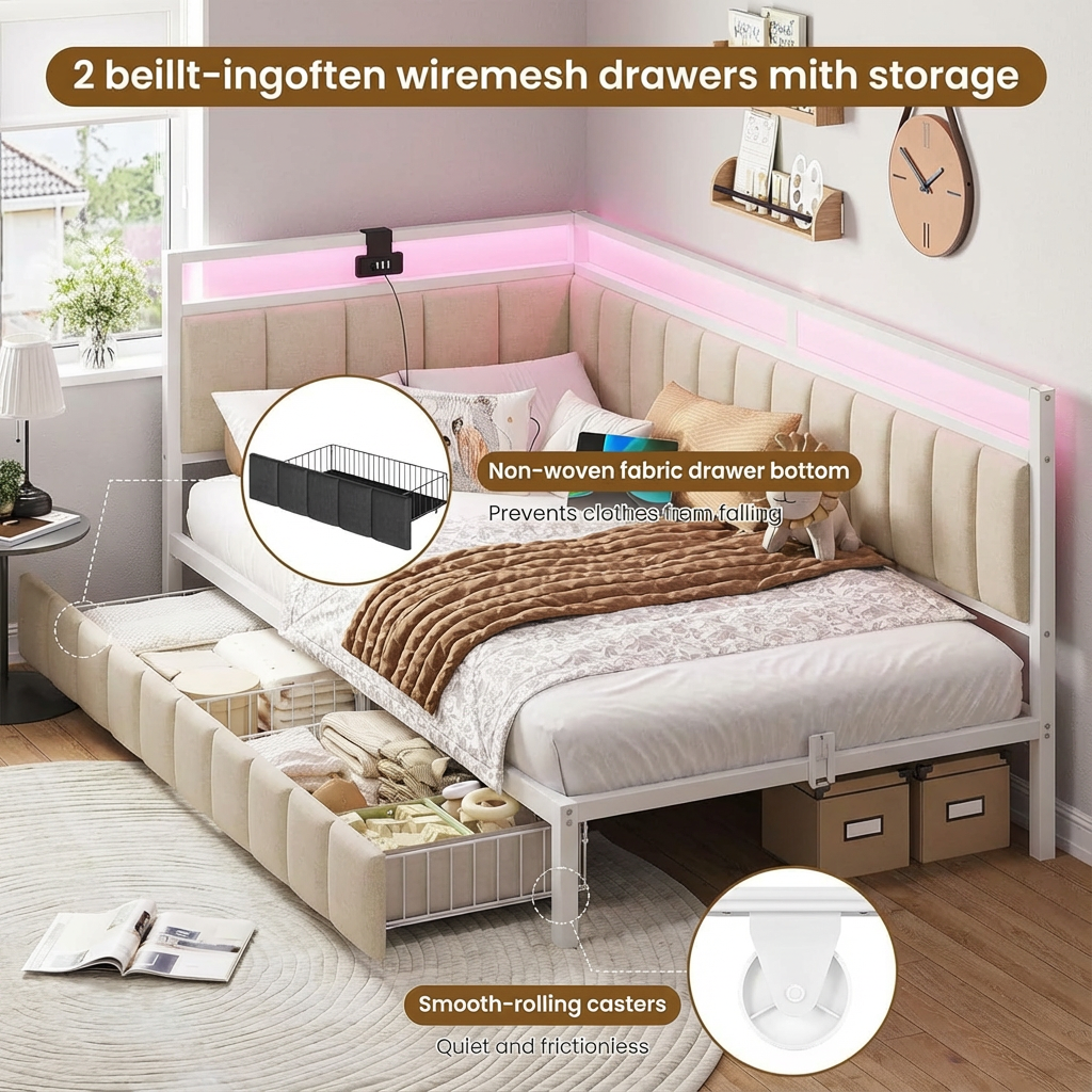 l shaped bed frame