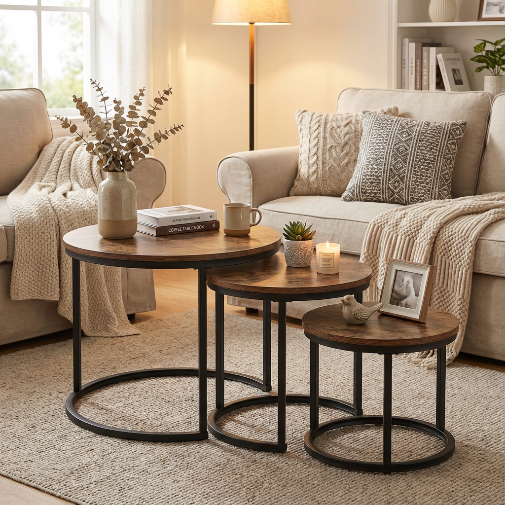 Supply Modern Round Nesting Coffee Table Set for B2B Wholesale Factory ...