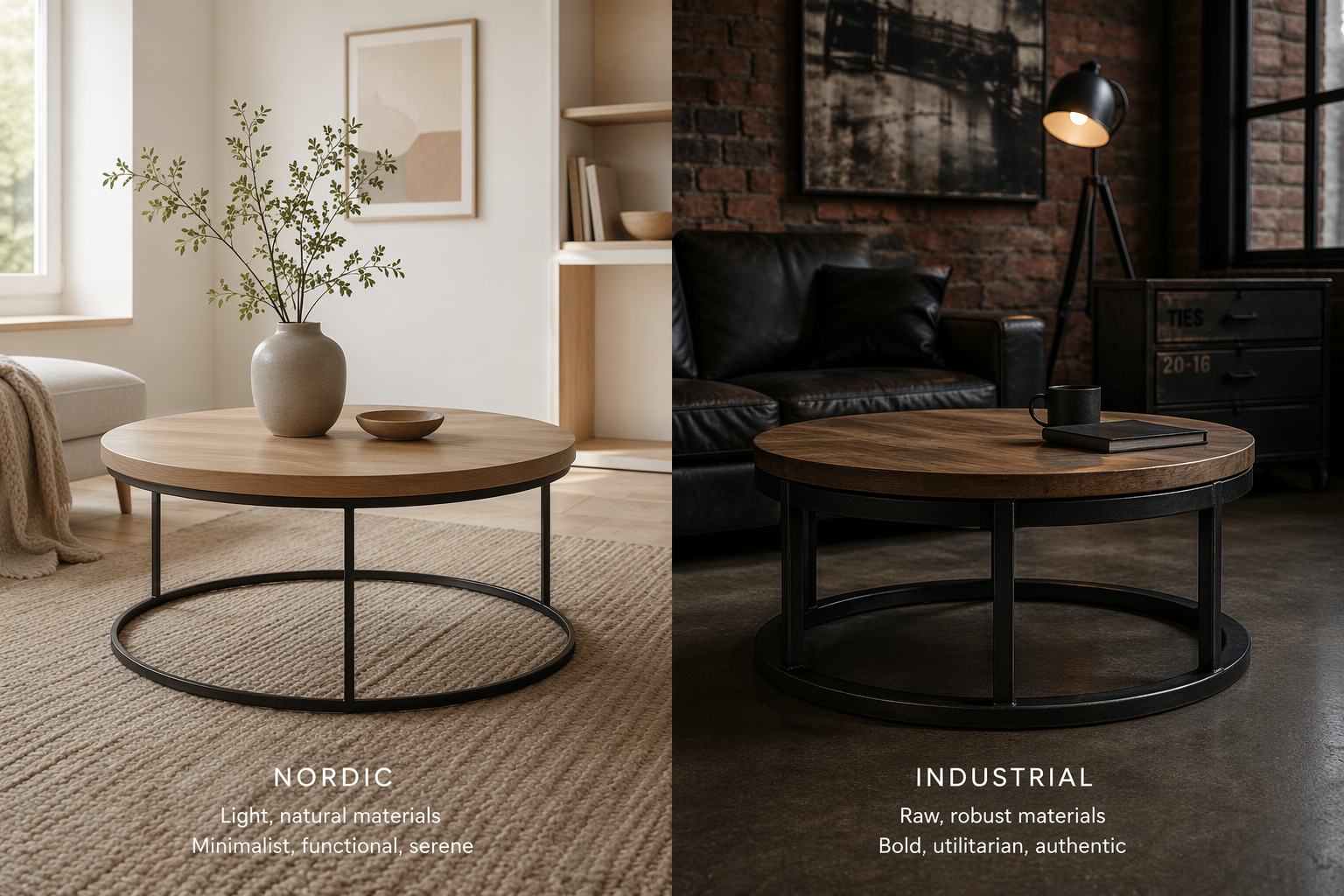 Paghahanap ng Coffee Table: Nordic vs. Industrial para sa E-Commerce
