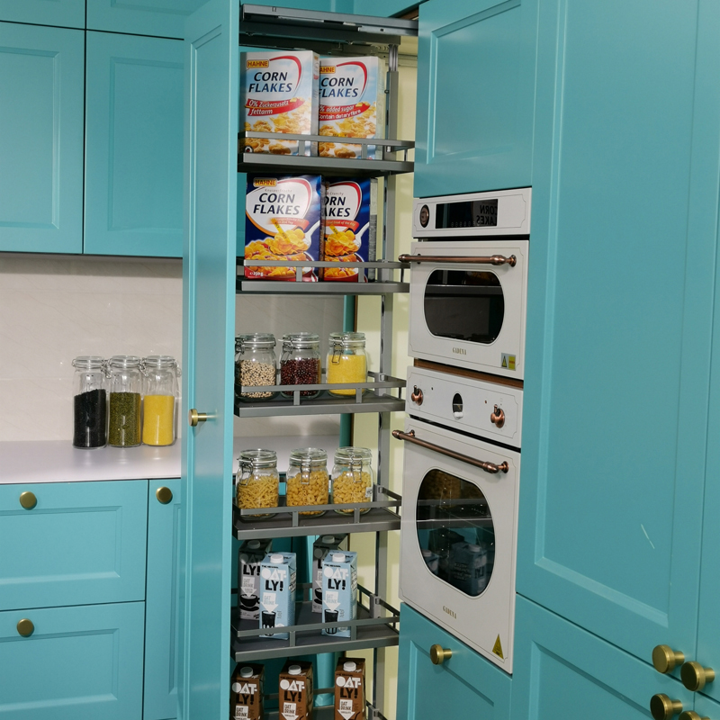 Furniture Hardware Design kitchen Cabinet Organizer Solution Tall Unit Deep Storage Pull Out Pantry Baskets