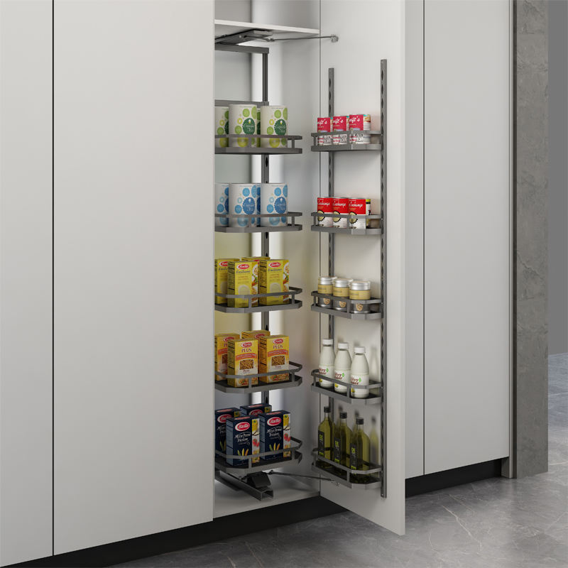 Furniture Hardware Design kitchen Cabinet Organizer Solution Tall Unit Deep Storage Pull Out Pantry Baskets