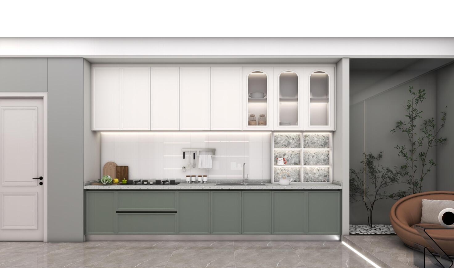 One-wall kitchen rendering