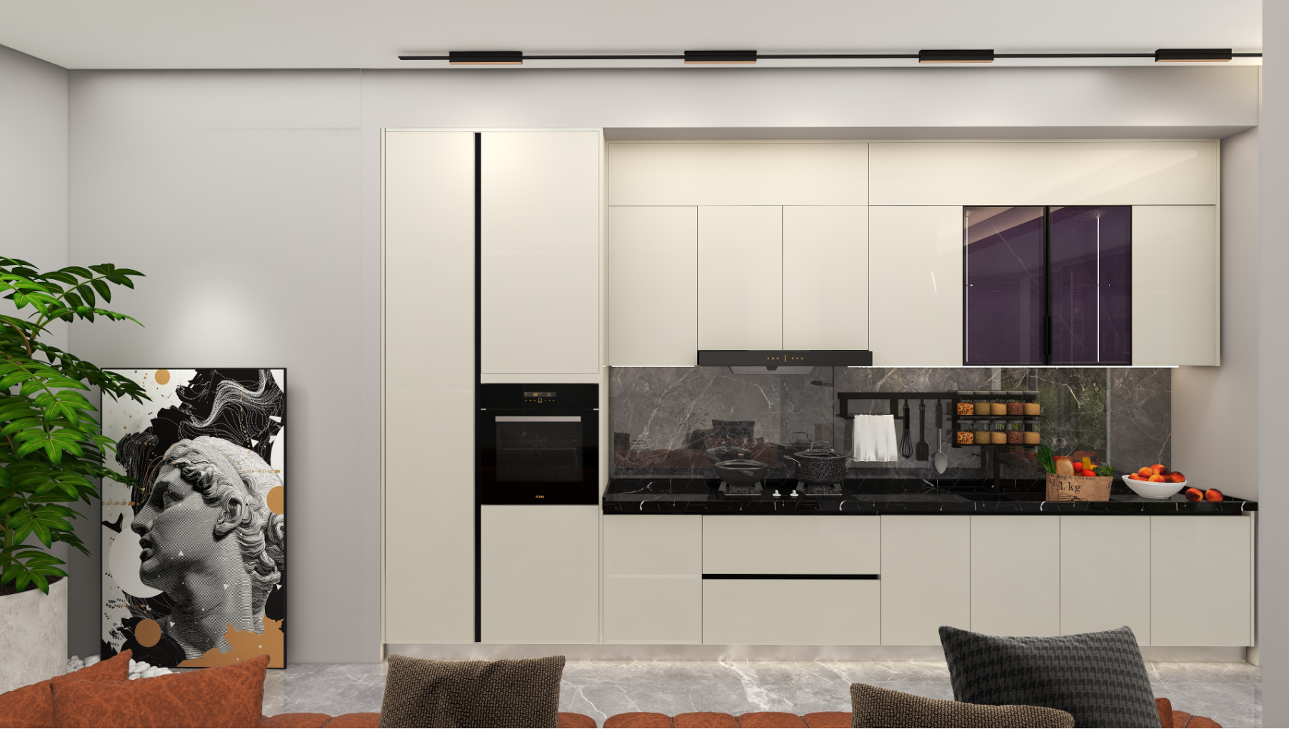 One-wall kitchen rendering