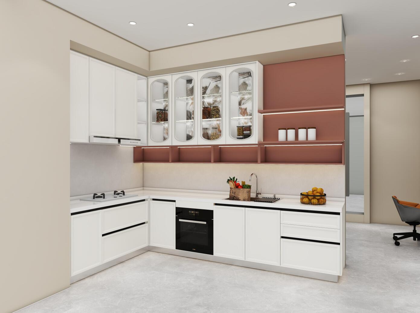 L-shaped kitchen rendering