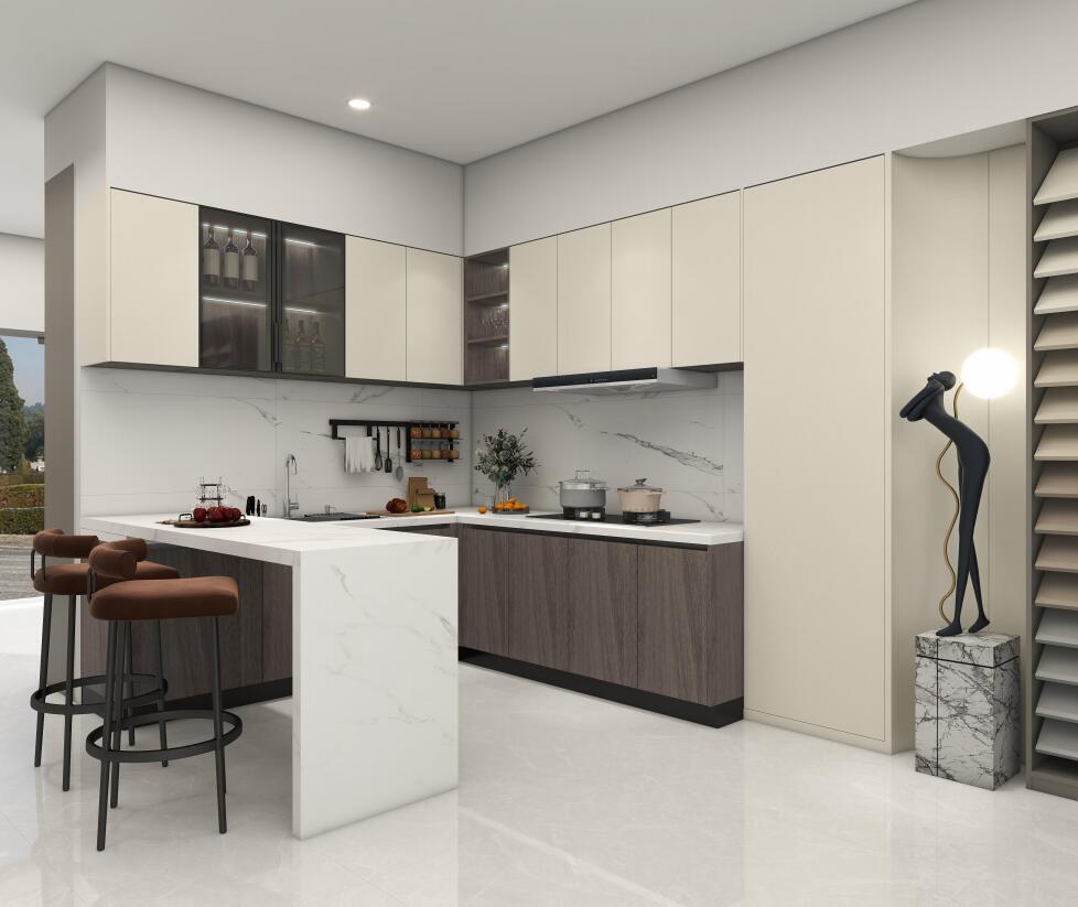 L-shaped kitchen rendering