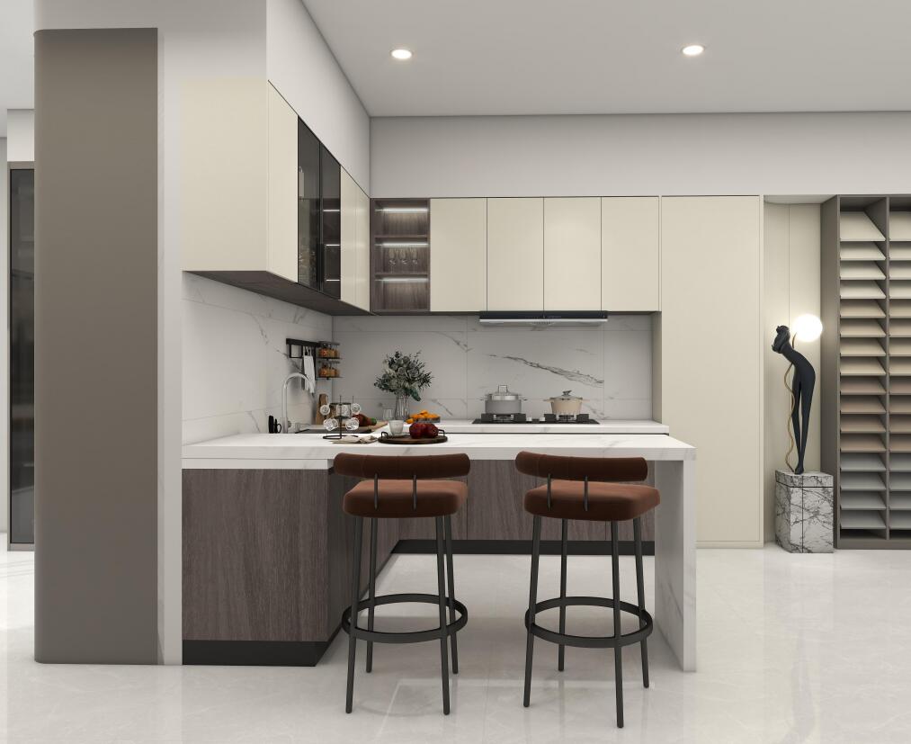 L-shaped kitchen rendering