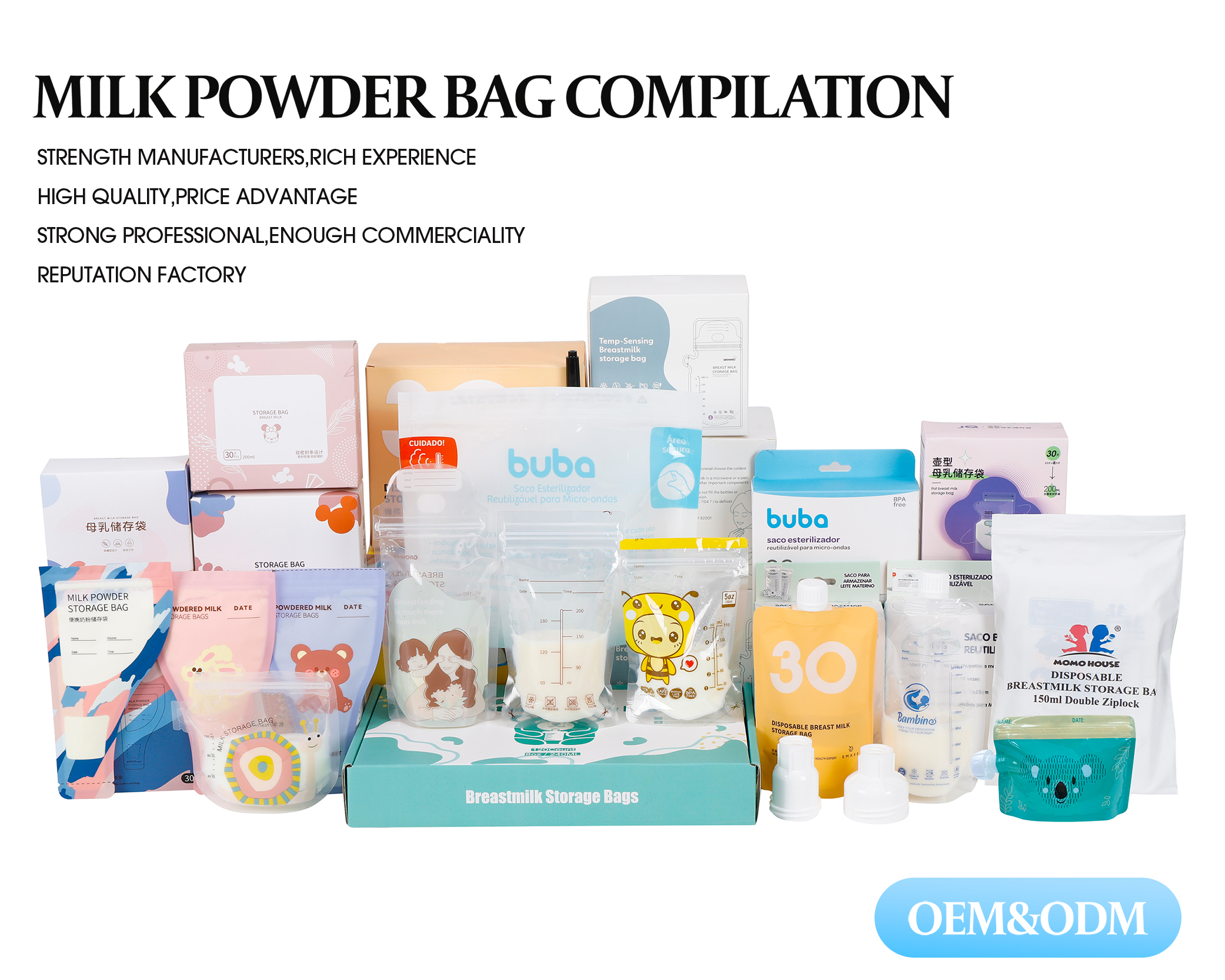 Travel milk powder storage bag Electronic beam sterilized whole milk powder packaging bag Easy to tear milk powder storage bag
