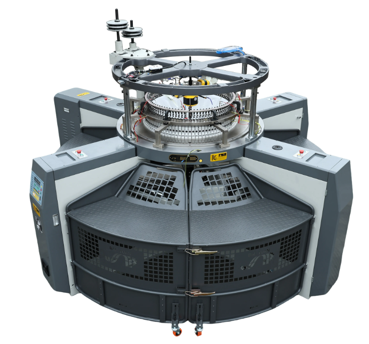 4-beinige Rundstrickmaschine für Single-Jersey-Strickwaren mit offener Breite