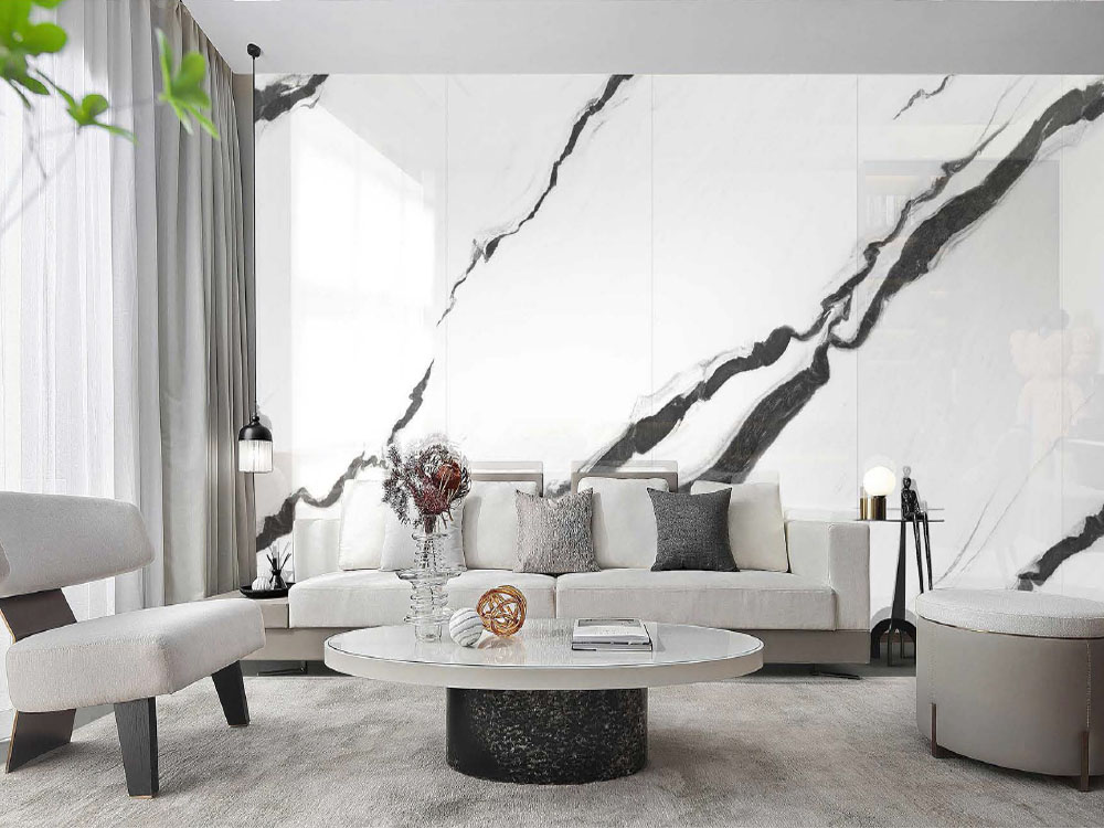 Polished Large Porcelain Panda Marble Effect Tiles