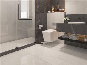 White Marble Look Porcelain Tile Bathroom