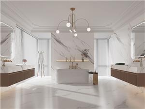 Polished Fully Sintered White Marble Look Porcelain Tile