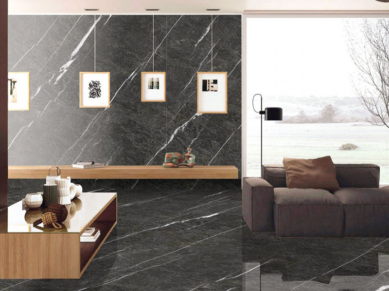 dark grey porcelain tiles