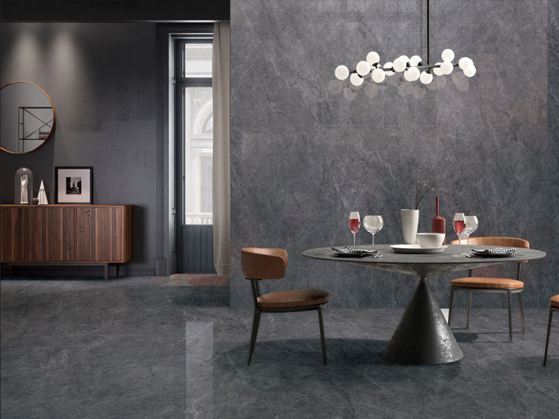 dark grey porcelain tiles