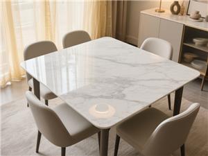 White Marble Look Sintered Stone Dining Table Top