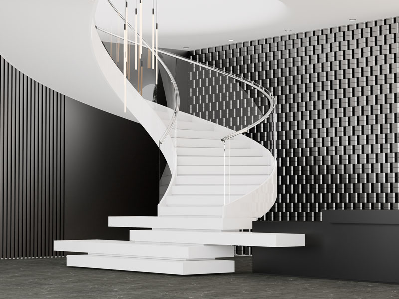Pearl White High End Sintered Stone Stairs