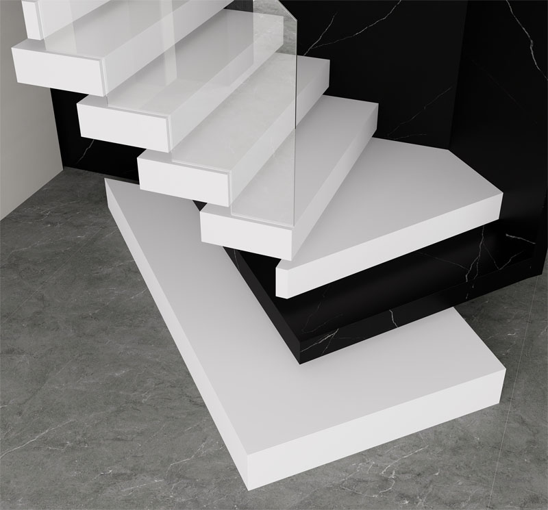Pearl White High End Sintered Stone Stairs
