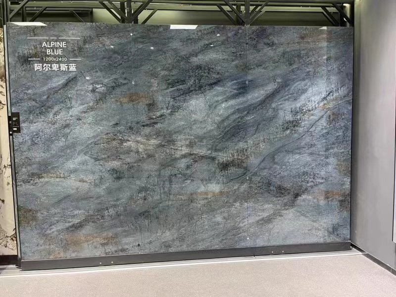 Alpine Blue Marble Look Sintered Stone Wall