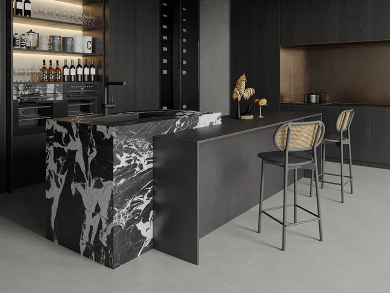 Black sintered stone
