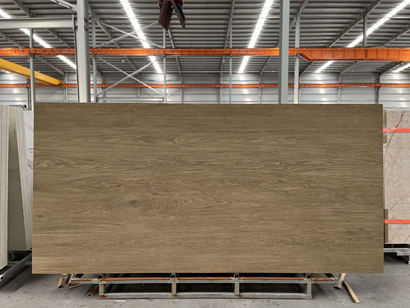 Amber Wood Grain Sintered Stone Slabs for Cabinet Countertops