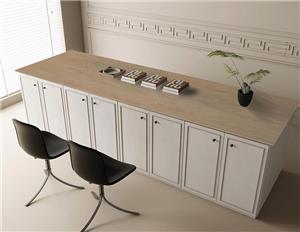 Papak Batu Bersinter Bijian Kayu Amber untuk Countertop Kabinet