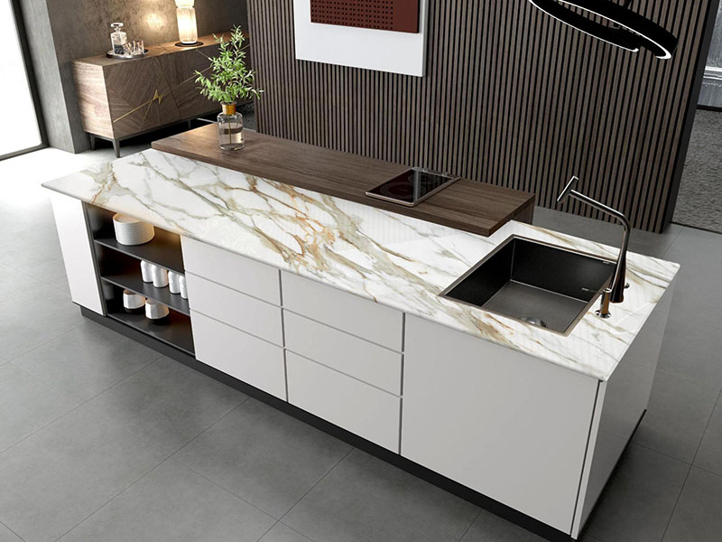 Velvet Matte Sintered Stone Countertop for Modern Kitchen Islands