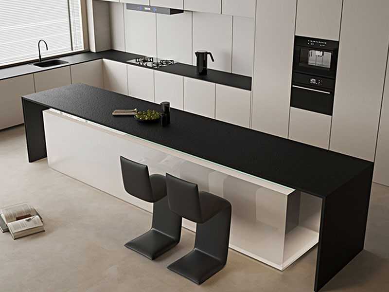 Matte Black Sintered Stone Countertop for Modern Kitchens