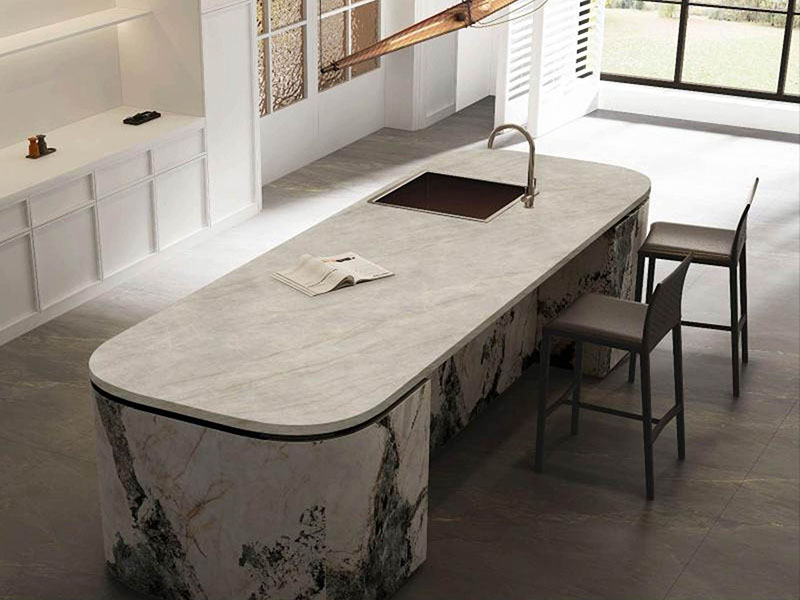 Taj Mahal Sintered Stone Kitchen Countertop | Marble Look Luxury Surface