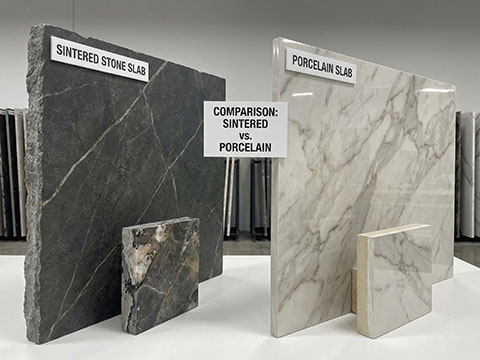 Dalles de pierre frittée vs dalles de porcelaine : principales différences pour les architectes